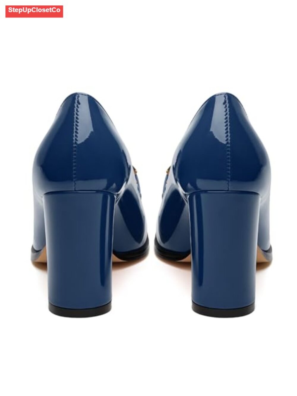 Patent Chunky Block Heels Square Toe Loafers Pumps Slip On Work Dress Shoes - Picture 6 of 6